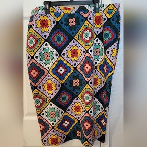 SHEIN Multicolor Floral Geometric Pencil Skirt